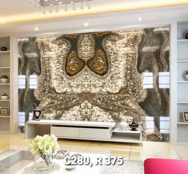 Đá Granite Đối Xứng Màu Trắng Nâu Vân Đen